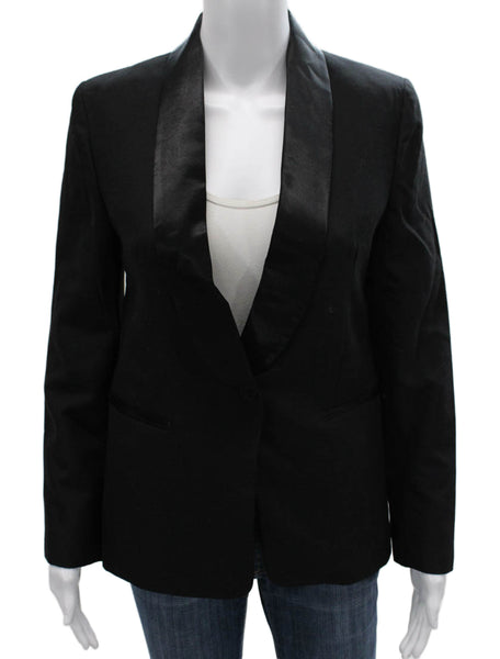 MNG Women Tuxedo Blazer Black Wool Button Long Sleeve Size XS