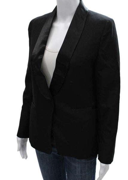 MNG Women Tuxedo Blazer Black Wool Button Long Sleeve Size XS