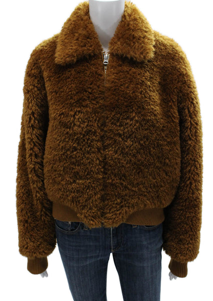 Rag & Bone Womens Bomber Jacket Brown Polyester Zip Long Sleeve Size XS