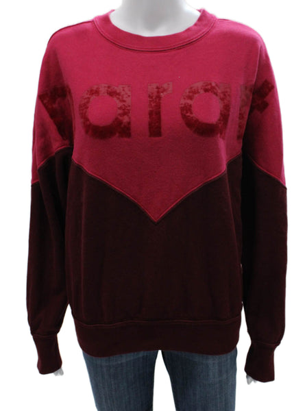 Isabel Marant Etoile Womens Red Cotton Crewneck Colorblock Pullover Size 44