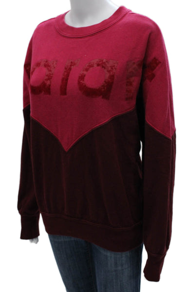 Isabel Marant Etoile Womens Red Cotton Crewneck Colorblock Pullover Size 44