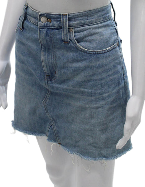 Madewell Womens Mini Skirt Blue Cotton Button Front Size 29