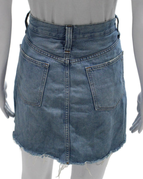 Madewell Womens Mini Skirt Blue Cotton Button Front Size 29