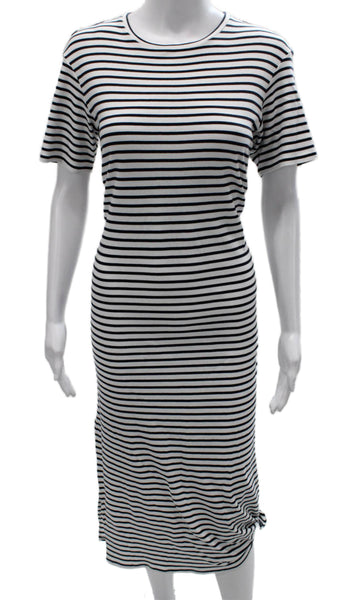 Theory Women T-Shirt Dress White Cotton Blend Short Sleeve Midi Size XS