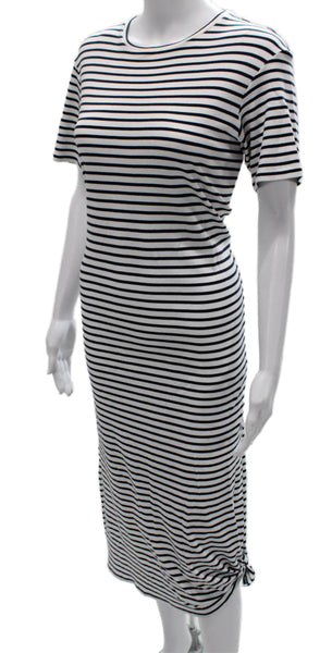 Theory Women T-Shirt Dress White Cotton Blend Short Sleeve Midi Size XS
