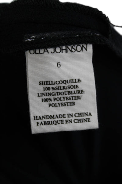 Ulla Johnson Womens Mini One Shoulder Silk Dress Black Long Sleeve Size 6
