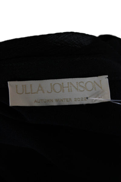 Ulla Johnson Womens Mini One Shoulder Silk Dress Black Long Sleeve Size 6