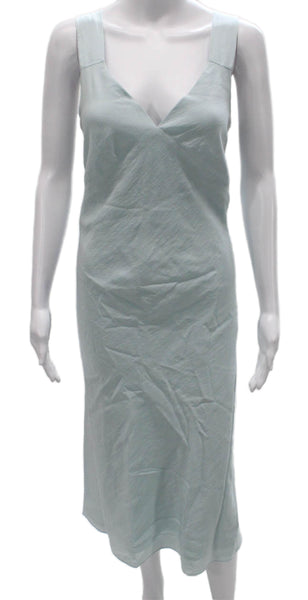 Vince Women Blue Slip Dress Tencel Lyocell V-Neck Sleeveless Knee Length Size M