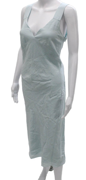 Vince Women Blue Slip Dress Tencel Lyocell V-Neck Sleeveless Knee Length Size M