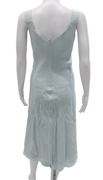 Vince Women Blue Slip Dress Tencel Lyocell V-Neck Sleeveless Knee Length Size M