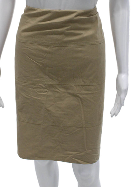 Akris Punto Women Straight Pencil Skirt Beige Cotton Zip Knee Length Size 14