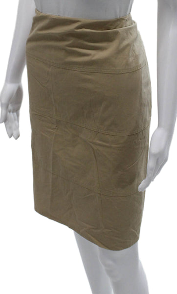 Akris Punto Women Straight Pencil Skirt Beige Cotton Zip Knee Length Size 14