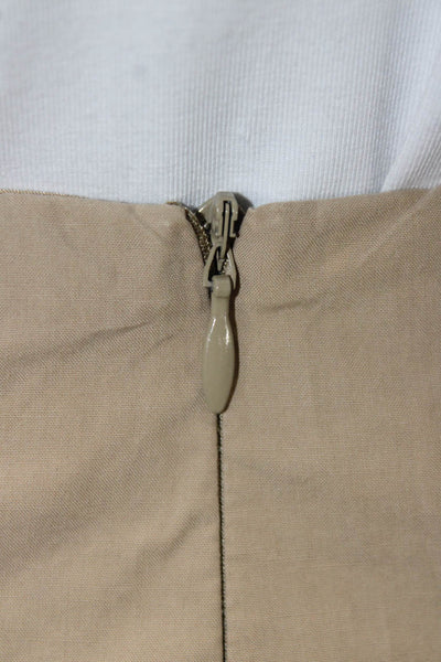 Akris Punto Women Straight Pencil Skirt Beige Cotton Zip Knee Length Size 14