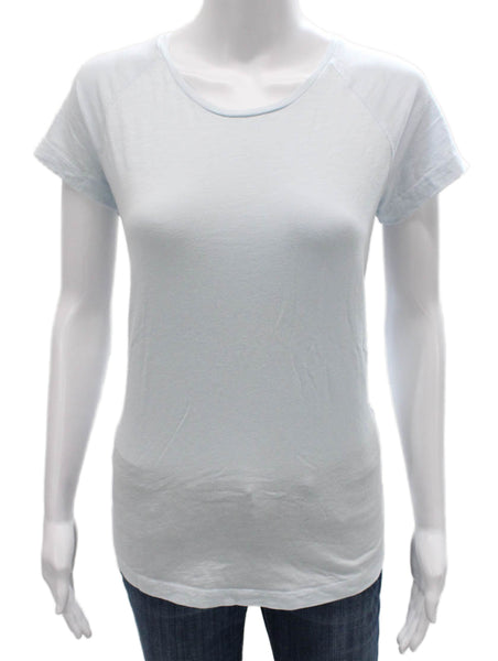Closed Womens Basic Cotton Blue Round Neck Short Sleeve T-Shirt Size S