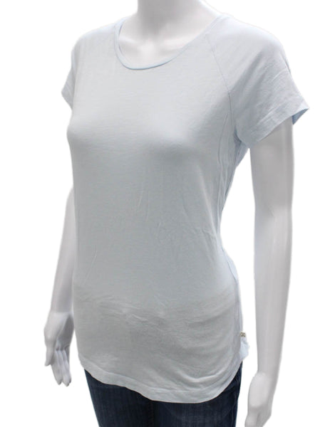 Closed Womens Basic Cotton Blue Round Neck Short Sleeve T-Shirt Size S