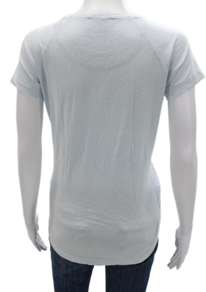 Closed Womens Basic Cotton Blue Round Neck Short Sleeve T-Shirt Size S