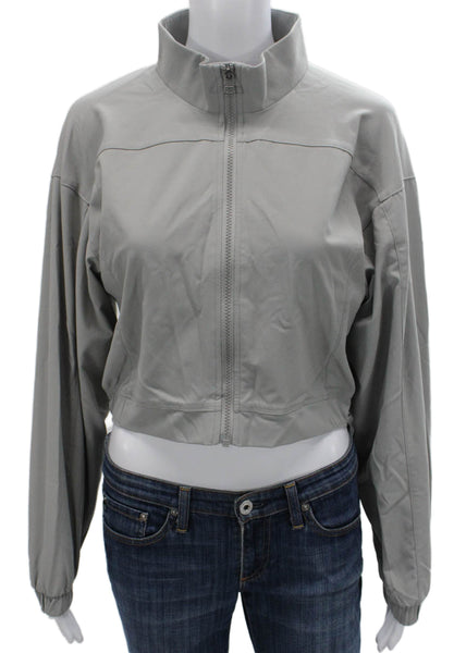Noli Women Windbreaker Nylon Zip Gray Long Sleeve Size M