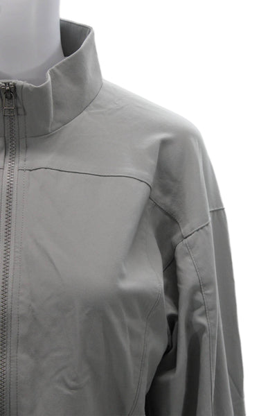 Noli Women Windbreaker Nylon Zip Gray Long Sleeve Size M