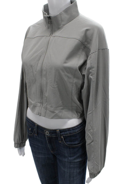 Noli Women Windbreaker Nylon Zip Gray Long Sleeve Size M
