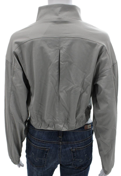Noli Women Windbreaker Nylon Zip Gray Long Sleeve Size M