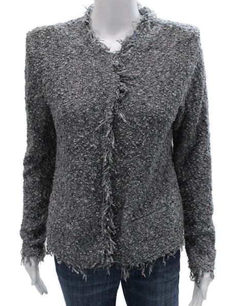 IRO Women Cardigan Gray Button Cotton Blend Long Sleeve Size 40