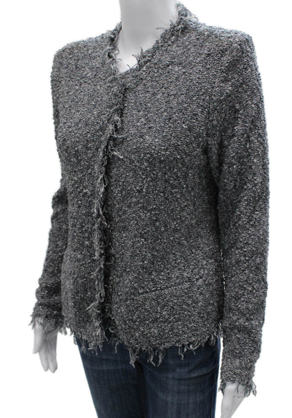 IRO Women Cardigan Gray Button Cotton Blend Long Sleeve Size 40
