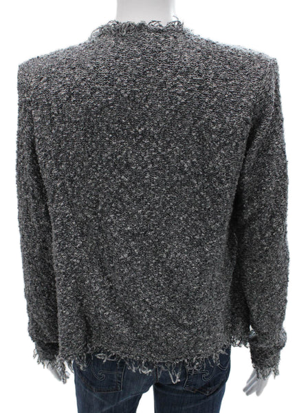 IRO Women Cardigan Gray Button Cotton Blend Long Sleeve Size 40