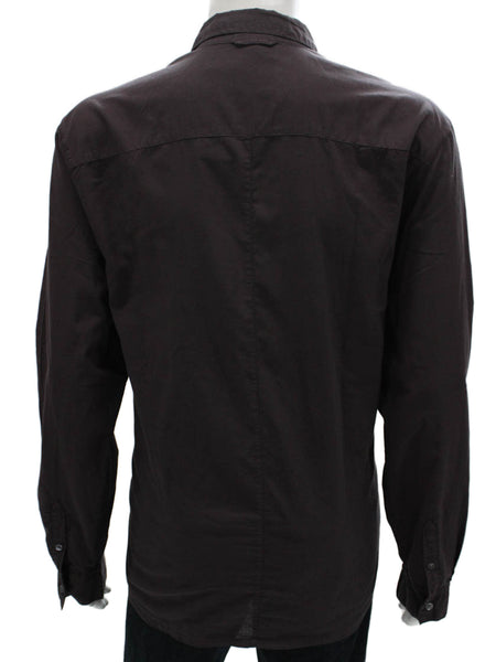 Standard James Perse Mens Cotton Button Up Shirt Burgundy Size 4