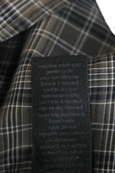John Varvatos Star USA Mens Cotton Plaid Button Up Shirt Gray Size XL
