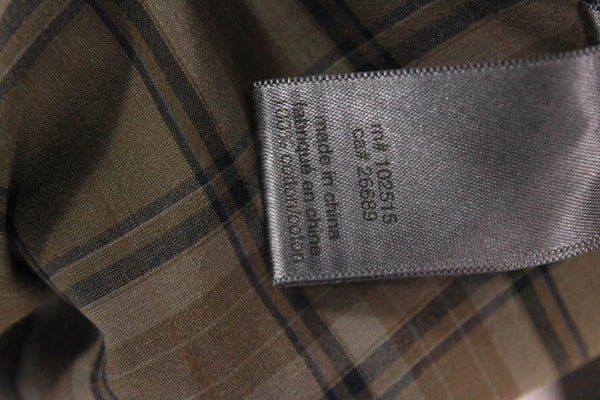 John Varvatos Mens Cotton Plaid Button Up Shirt Taupe Size 2XL