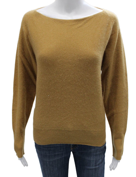 Vince Womens Cashmere Pullover Sweater Boat Neck Long Sleeve Brown Size S