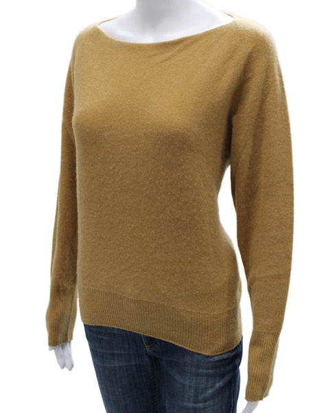 Vince Womens Cashmere Pullover Sweater Boat Neck Long Sleeve Brown Size S