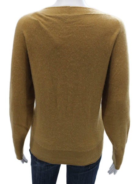 Vince Womens Cashmere Pullover Sweater Boat Neck Long Sleeve Brown Size S