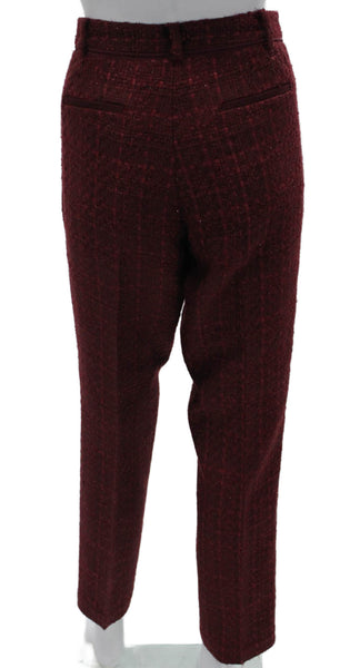 Tory Burch Women Dress Pants Red Check Acrylic Zip Size 10