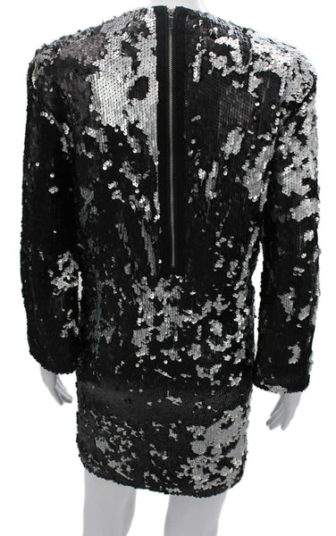 Elizabeth and James Women Shift Dress Black Long Sleeve Zip Polyester Size L