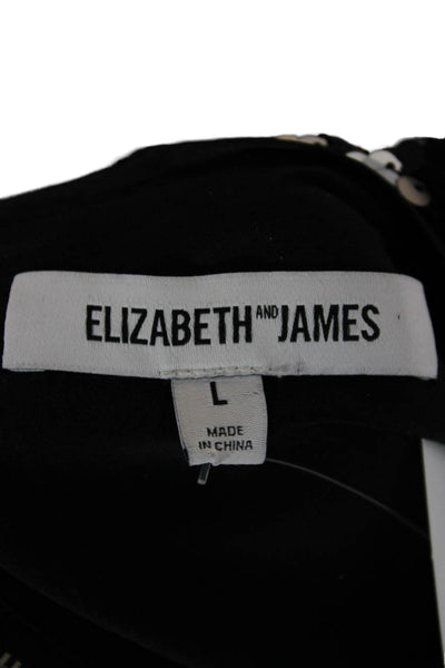 Elizabeth and James Women Shift Dress Black Long Sleeve Zip Polyester Size L