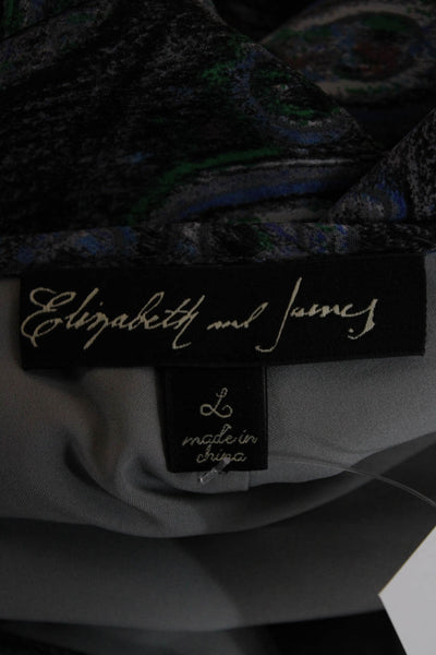 Elizabeth & James Women Shift Dress Multicolor Silk Long Sleeve Paisley Size L