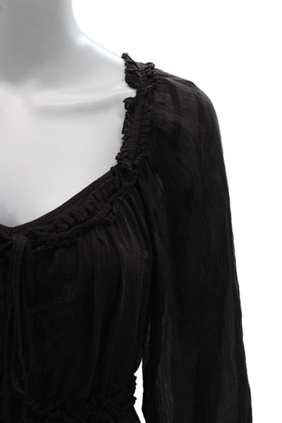Marc By Marc Jacobs Women Silk V-Neck Tunic Black Button 3/4 Sleeve Size S