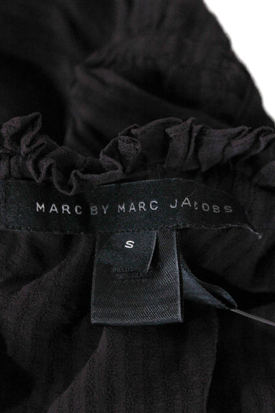 Marc By Marc Jacobs Women Silk V-Neck Tunic Black Button 3/4 Sleeve Size S