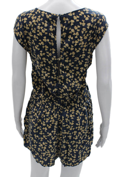 Joie Women Romper Multicolor Silk Spotted Round Neck Sleeveless Button Size L