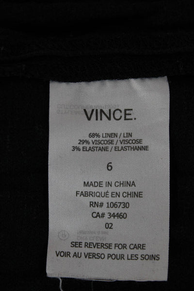 Vince Womens Linen Collared Sleeveless Jumpsuit Black Button Size 6