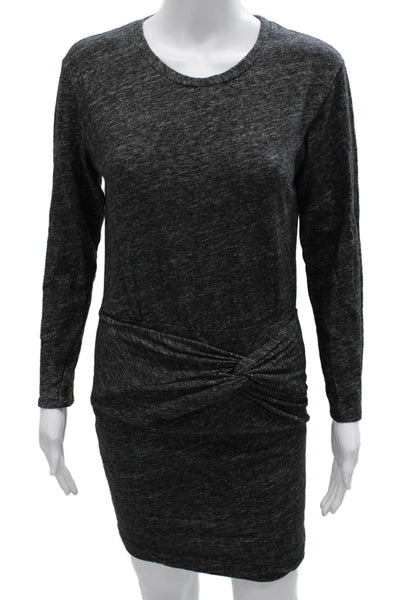 IRO Womens Bodycon Dress Gray Cotton Long Sleeve Crew Neck Size M