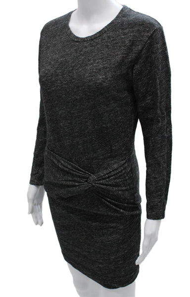 IRO Womens Bodycon Dress Gray Cotton Long Sleeve Crew Neck Size M