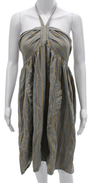 Marc By Marc Jacobs Womens Gray Striped Halter Sundress Long Size 8