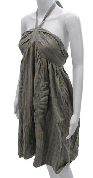 Marc By Marc Jacobs Womens Gray Striped Halter Sundress Long Size 8