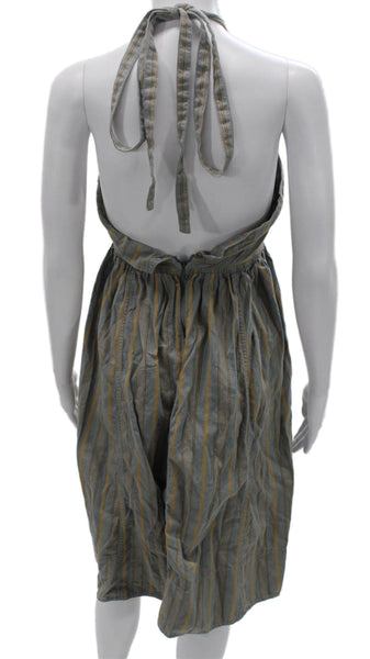 Marc By Marc Jacobs Womens Gray Striped Halter Sundress Long Size 8