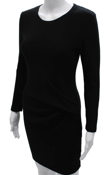 IRO Women Bodycon Wool Long Sleeve Crew Neck Black Dress Size 38