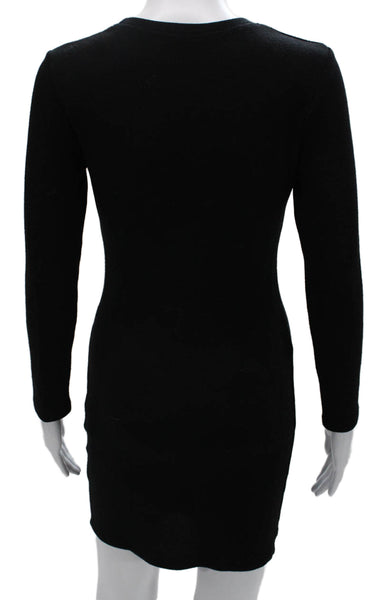 IRO Women Bodycon Wool Long Sleeve Crew Neck Black Dress Size 38