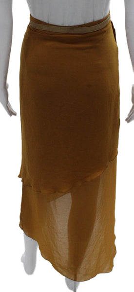 Helmut Lang Women Wrap Skirt Brown Polyester Long Size 10