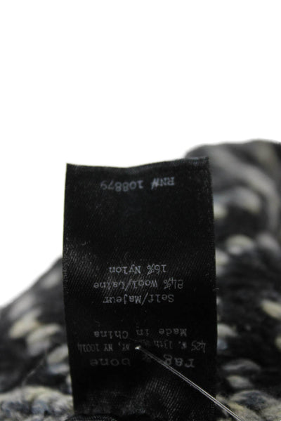 Rag & Bone Womens Wool Pom Pom Detail Knit Hat Black